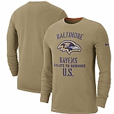 Men's Baltimore Ravens Nike Tan 2019 Salute to Service Sideline Performance Long Sleeve Shirt,baseball caps,new era cap wholesale,wholesale hats